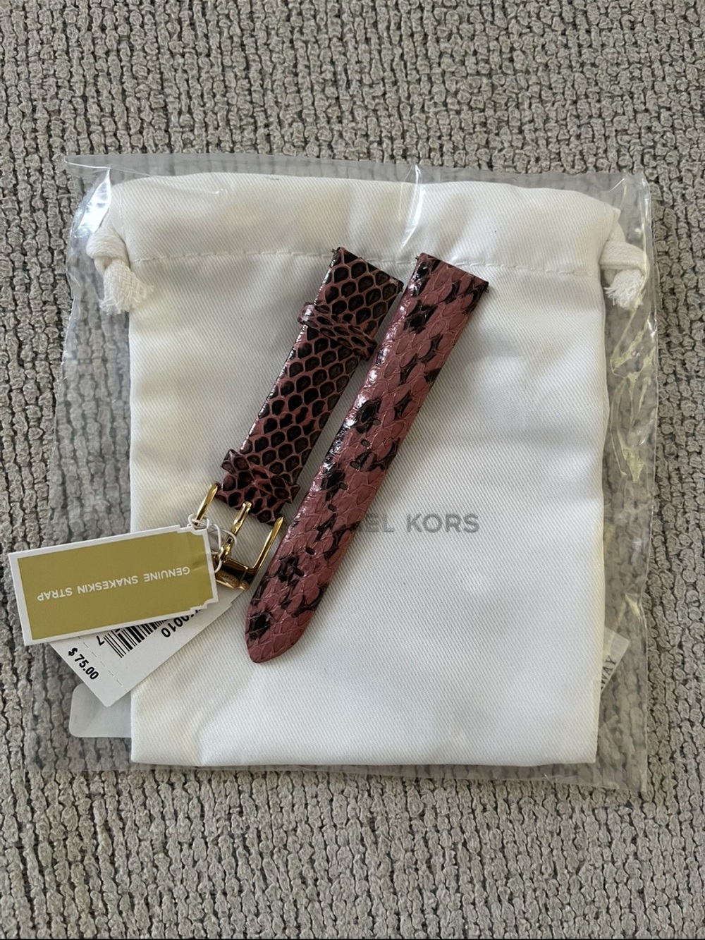 New Michael kors at watch band Runway Snake-Embossed Leather Watch Strap